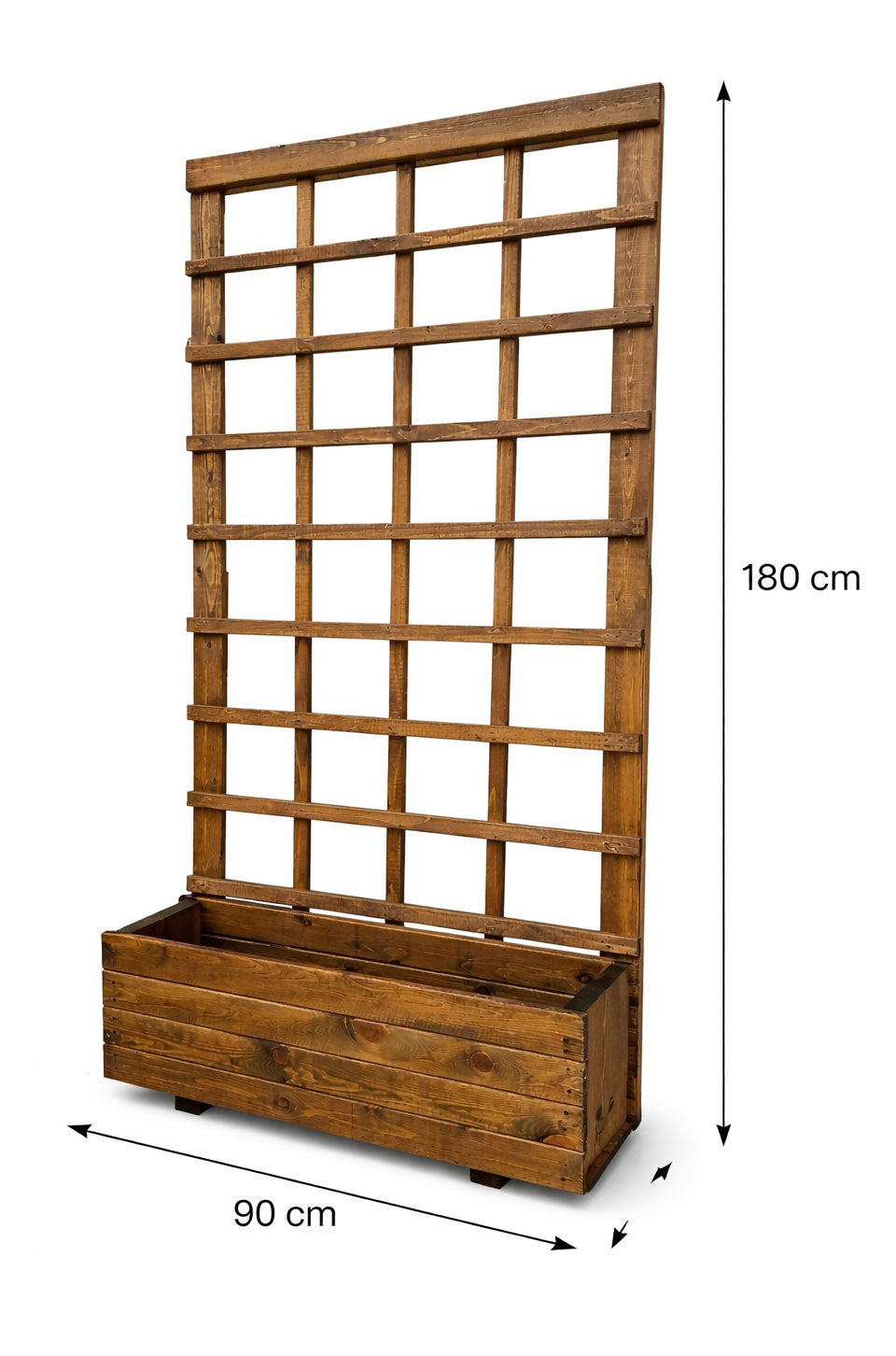 Heavy Duty Wooden Planter Boxes with Tall 1.8m Trellises - Brown or Black