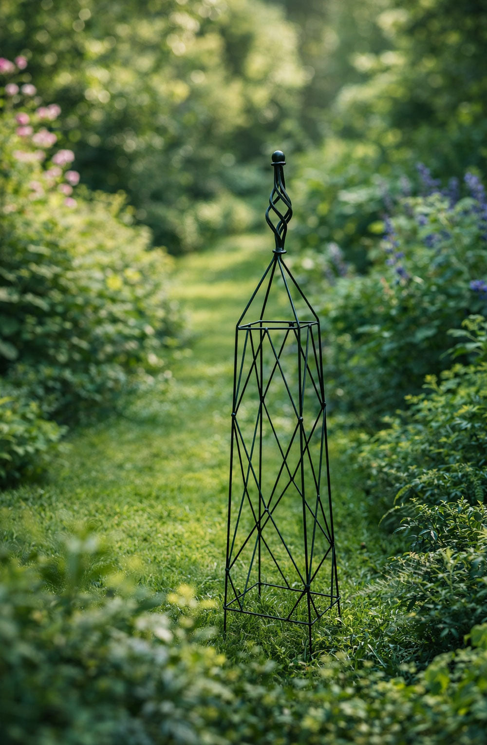 Small Black Metal Plant Pot Obelisk Climbing - 90cm Climbing Plant Support for Pots & Containers