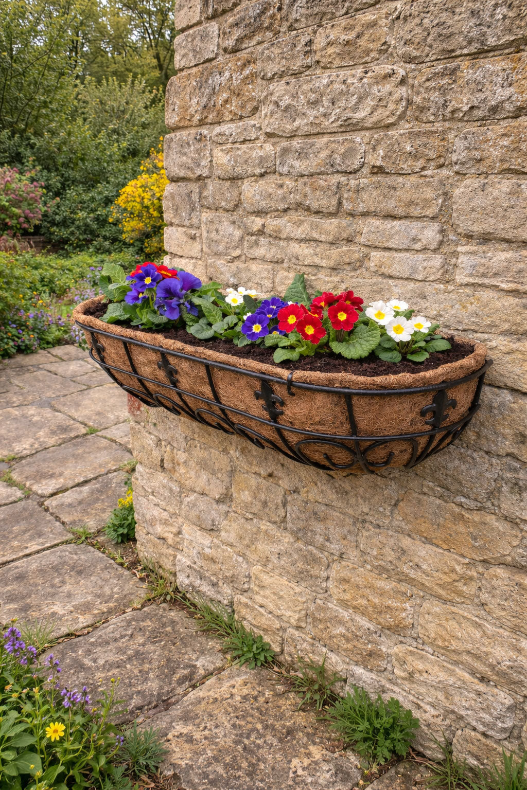 Decorative Metal Window Boxes with Coco Liner - Outdoor Metal Flower Box 3 Sizes