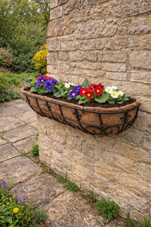 Decorative Metal Window Boxes with Coco Liner - Outdoor Metal Flower Box 3 Sizes
