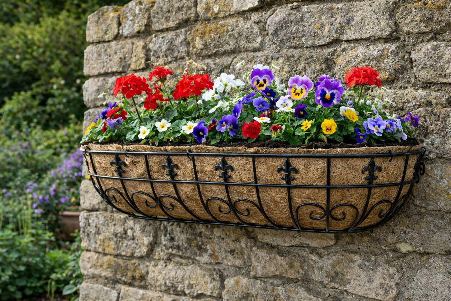 Decorative Metal Window Boxes with Coco Liner - Outdoor Metal Flower Box 3 Sizes