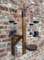 Wall Mounted Wooden Bird Table & Feeding Station with Water Dish