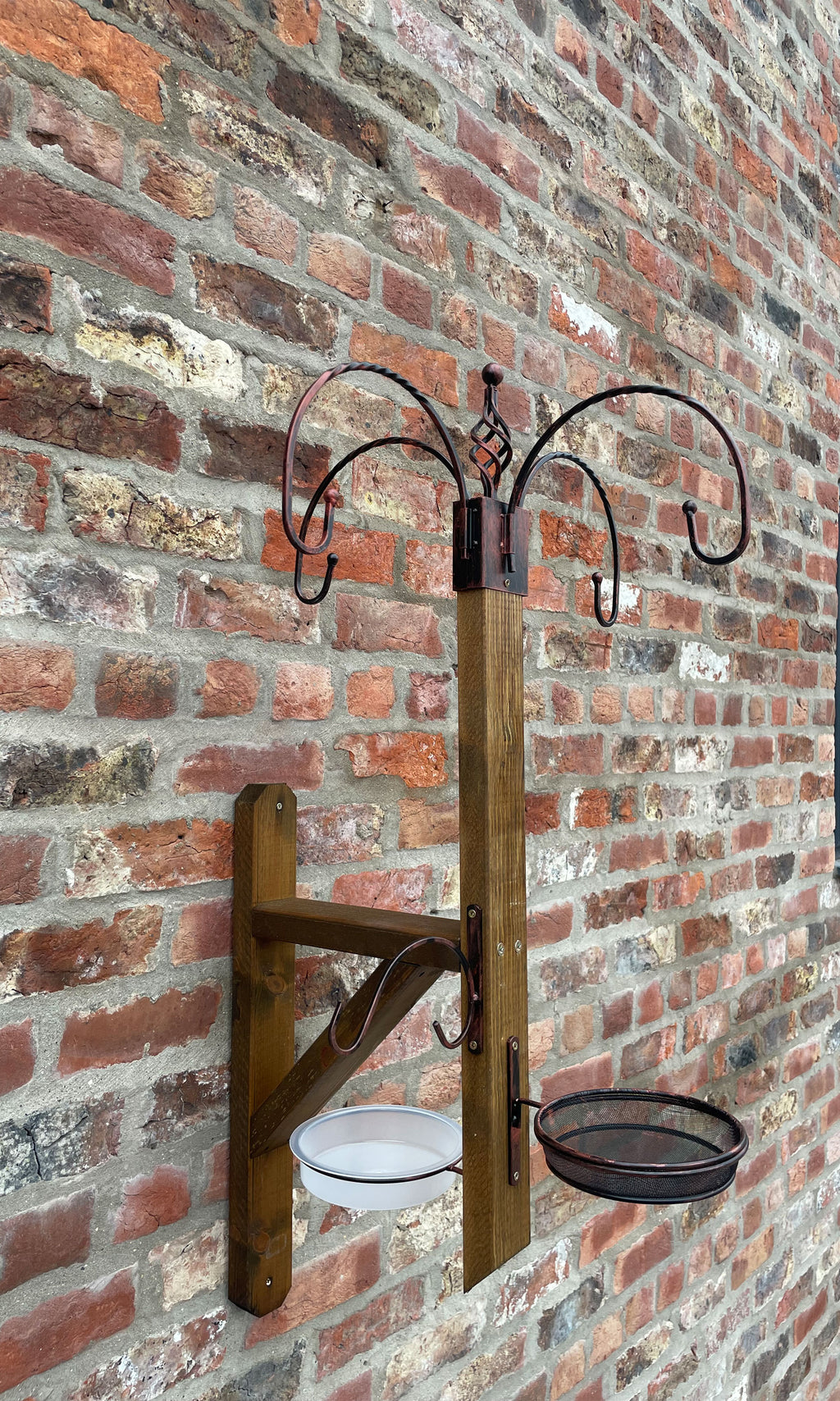 Wall Mounted Wooden Bird Table & Feeding Station with Water Dish