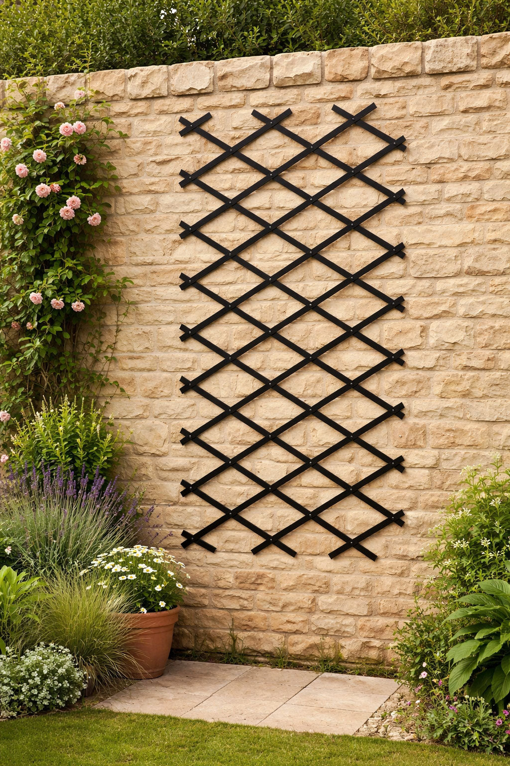 Black Expandable Garden Adjustable Trellis - Wooden Lattice for Climbing Plants & Vegetables