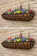 Twin Pack Metal Wall Planters with Coco Liners Iron Wall-Mounted Garden Planters Extra Large