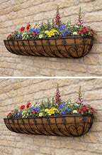 Twin Pack Metal Wall Planters with Coco Liners Iron Wall-Mounted Garden Planters Extra Large