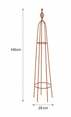 Garden Obelisk 140cm Frame Naturally Rusted Finish - Climbing Plant Support