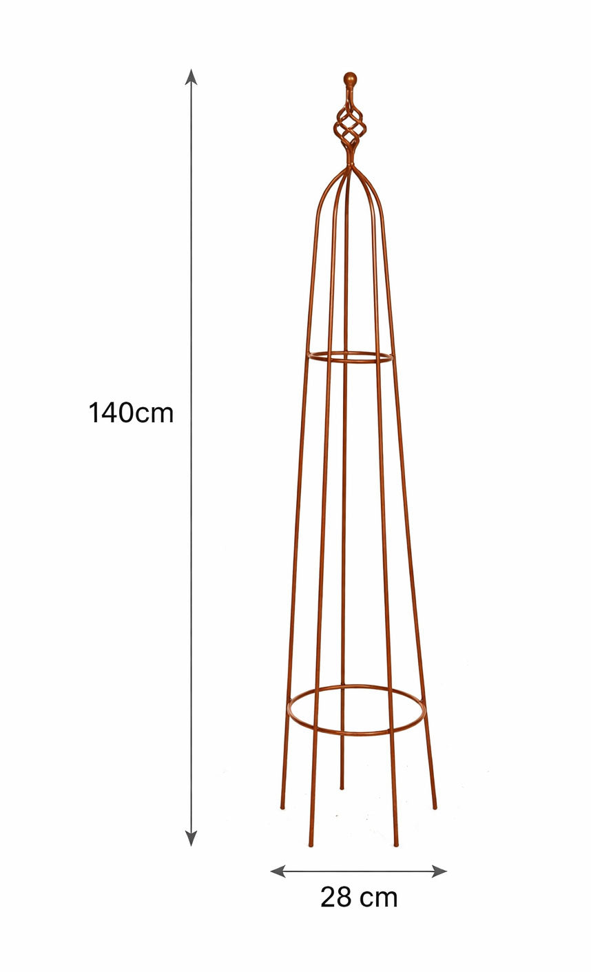 Garden Obelisk 140cm Frame Naturally Rusted Finish - Climbing Plant Support