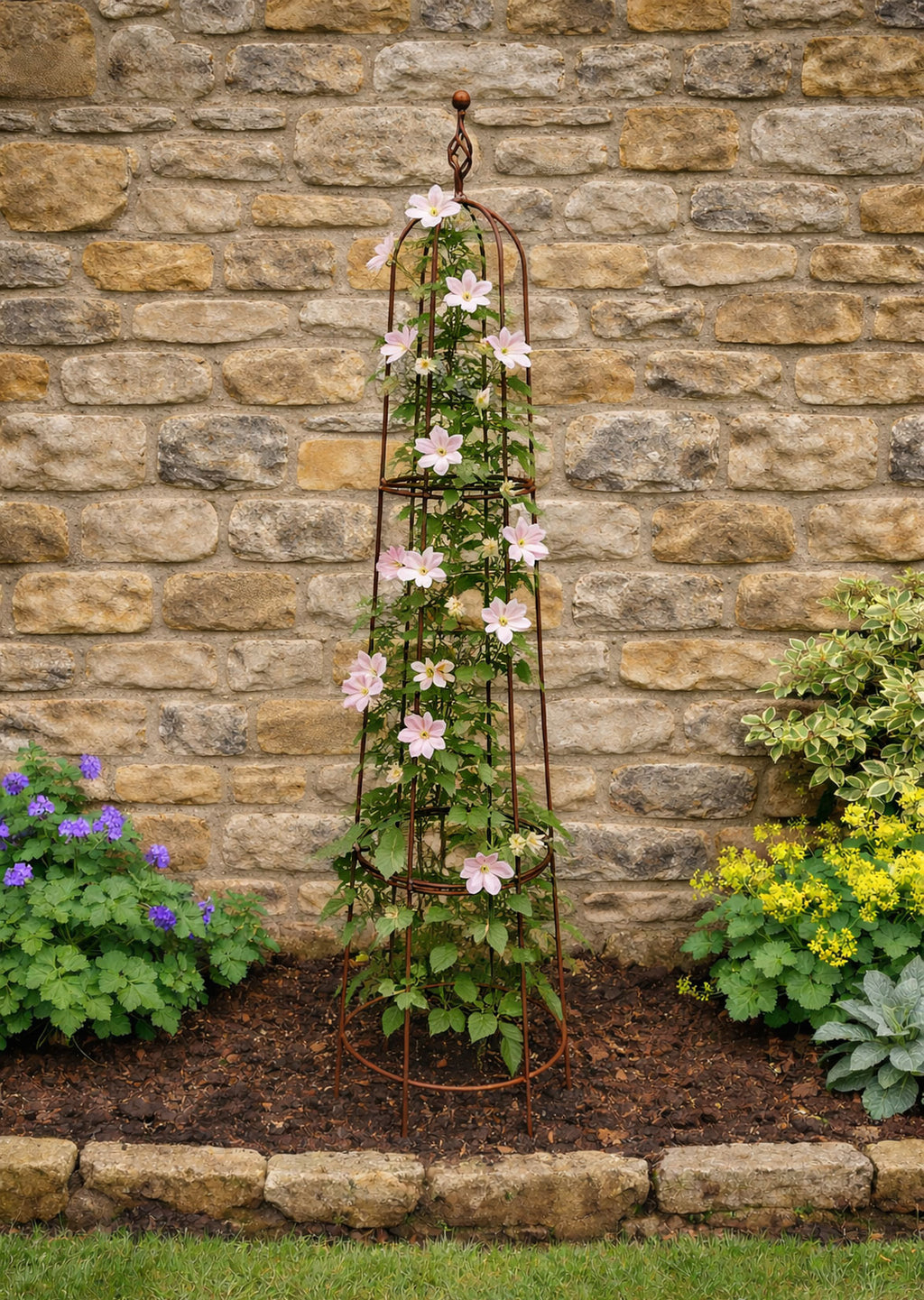 Garden Obelisk for Climbing Plants & Roses - Rustic Solid Steel Plant Support
