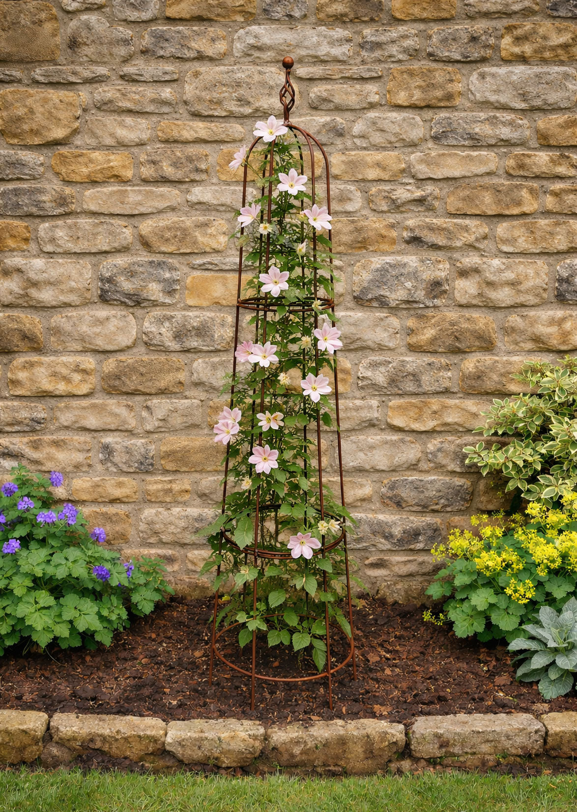 Garden Obelisk for Climbing Plants & Roses - Rustic Solid Steel Plant Support