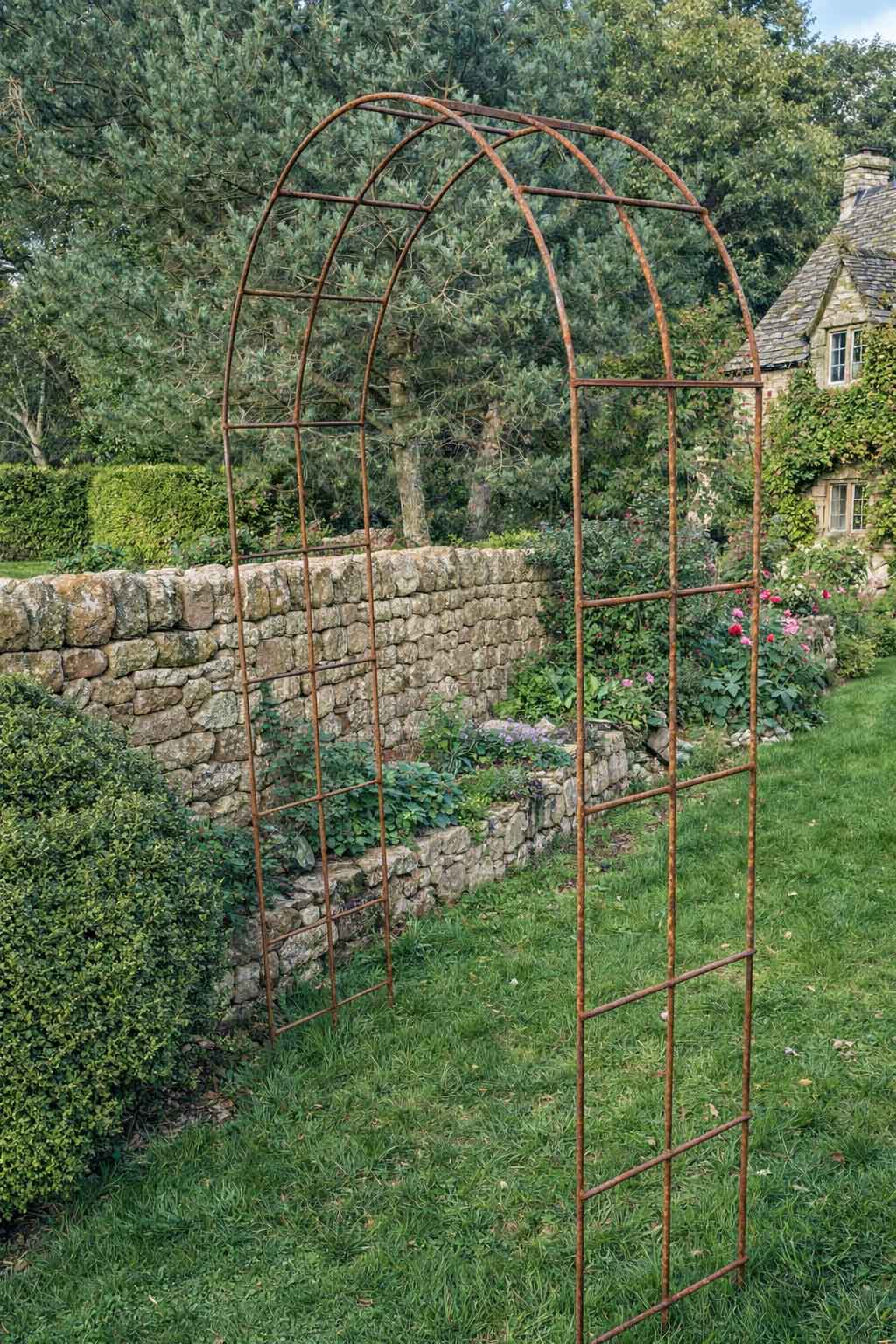 Outdoor Steel Garden Arch Natural Rust -  Metal Plant Climbing Arch