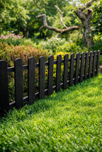 Low Black Garden Edging Fence Decorative Timber Picket Border for Lawns Paths & Flower Beds
