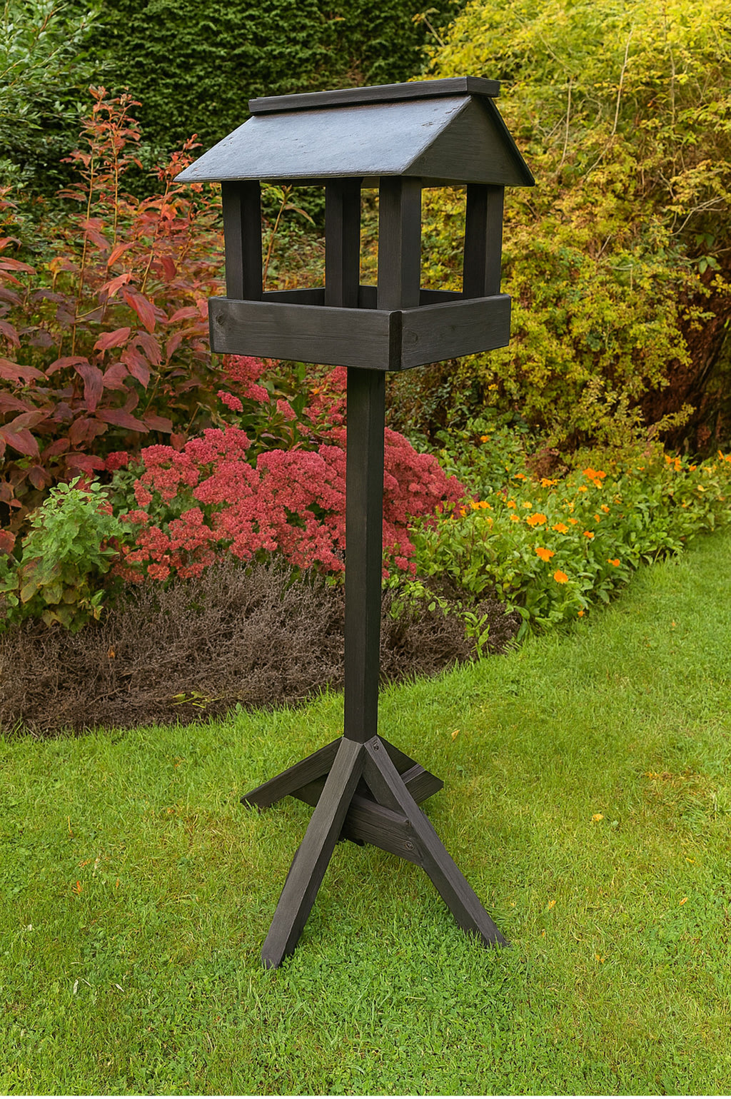Bird Table Socket Durable Wooden Bird Table with Slate Roof & Stand for Wild Garden Bird ...
