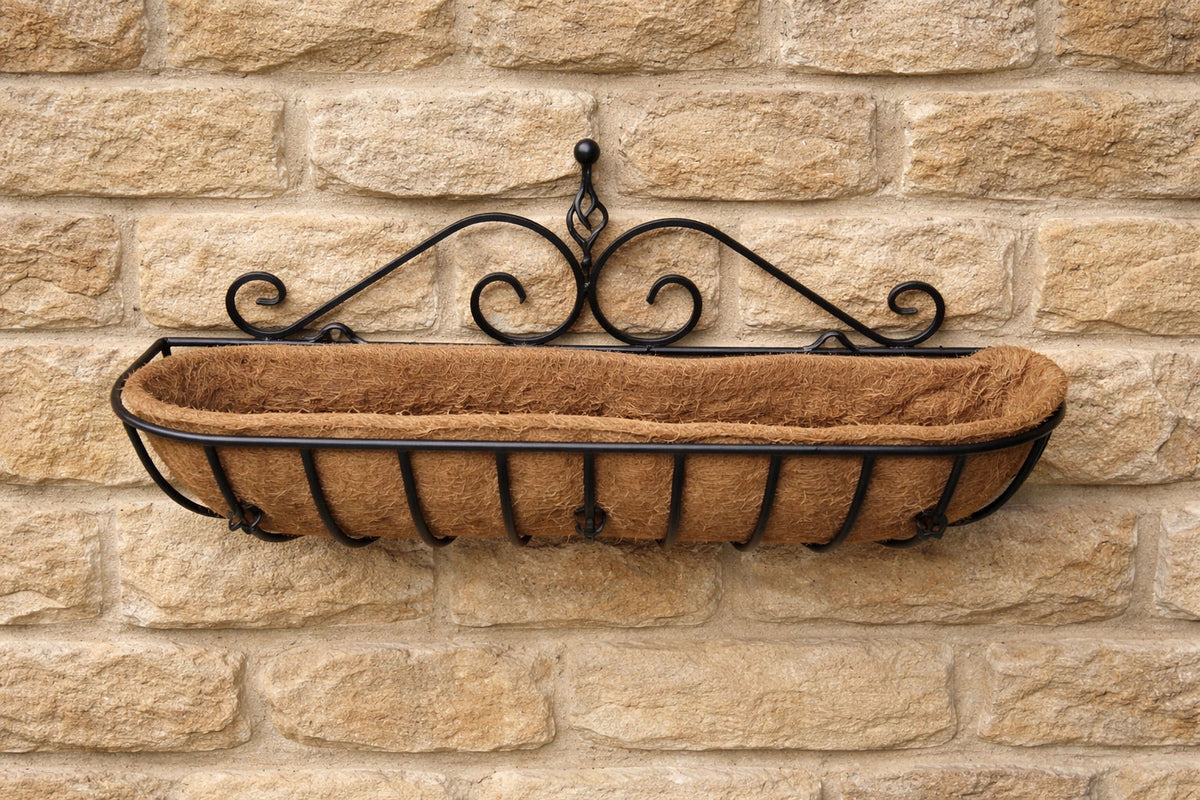 Heavy-Duty Decorative Spiral Wall Trough - Steel Outdoor Wall Planter ...