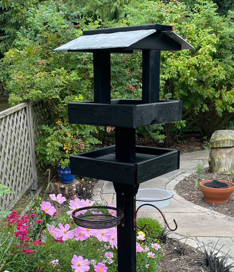 Deluxe 2-Tier Bird Tables Feeding Station Black