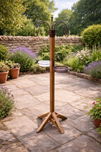 Wooden Bird Feeding Station with Hooks  - Brown Garden Bird Stand Freestanding Multi Feeder