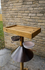 Wooden Bird Feeding Station Large Table with Metal Squirrel Baffle