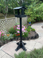 Premium Garden Bird Table Slate Tiled Roof Black