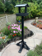 Premium Garden Bird Table Slate Tiled Roof Black