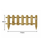 Low Garden Border Edge Panels - Timber Wooden Picket Edging with Integral Spike for Lawns and Flower Beds