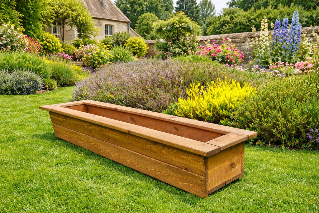 Rectangular Wooden Garden Planter 126cm – Heavy Duty Outdoor Planter Box for Patio & Balcony