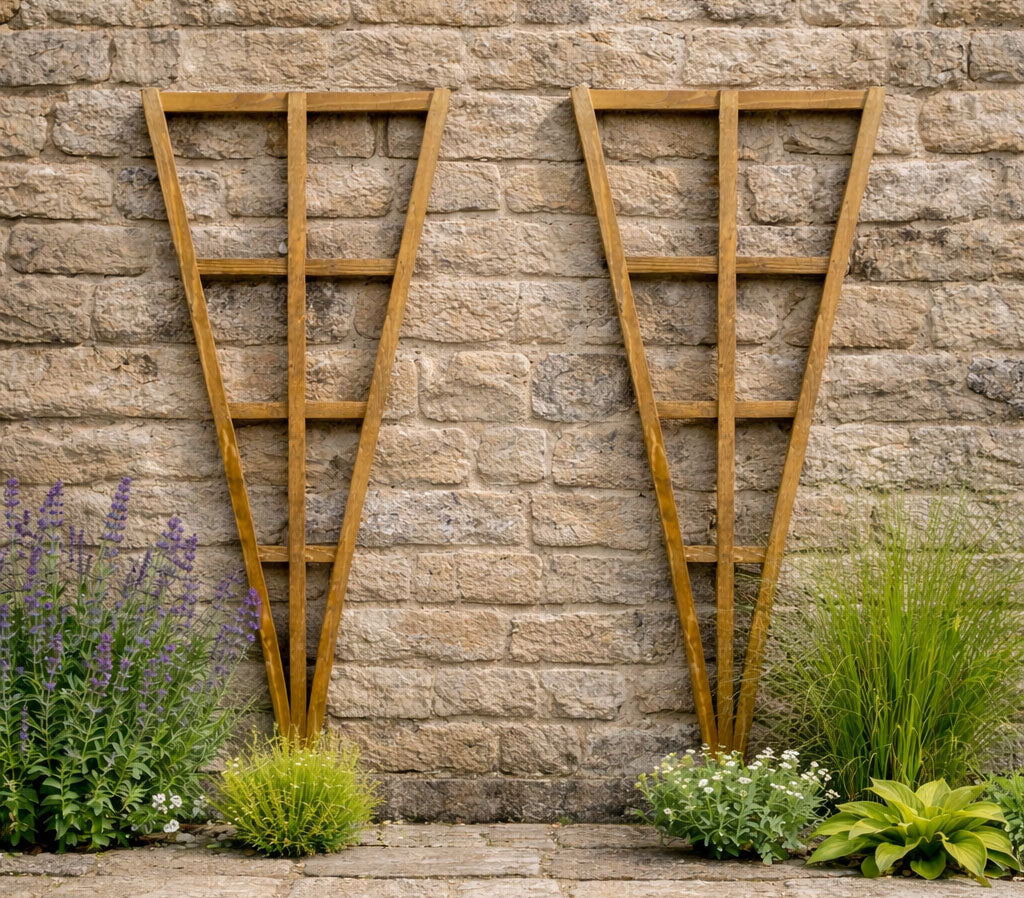 Garden Wooden Fan Trellis Panels 2 Pack – Decorative Lattice Plant Support for Walls & Fences