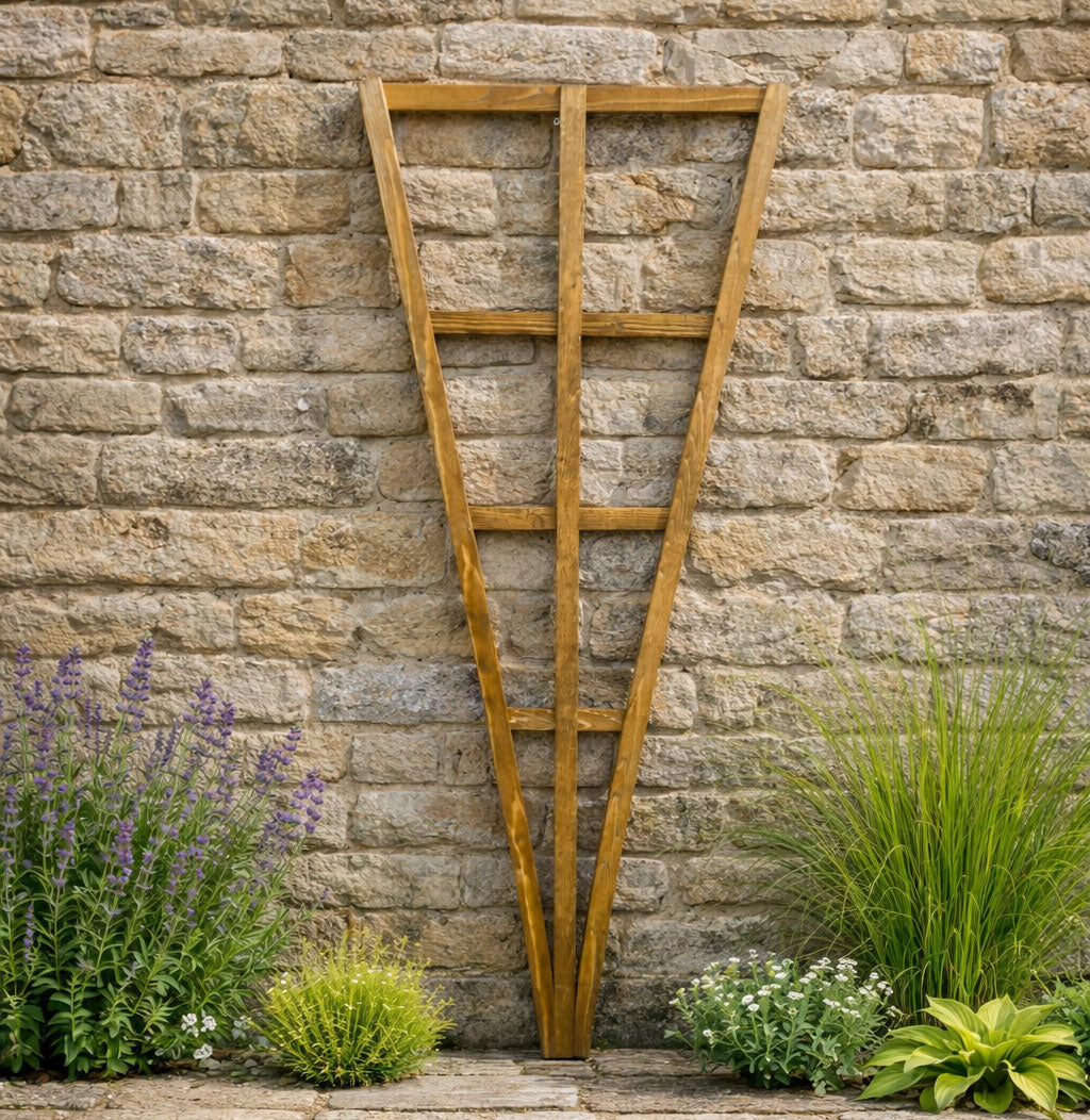 Garden Wooden Fan Trellis Panels 2 Pack – Decorative Lattice Plant Support for Walls & Fences
