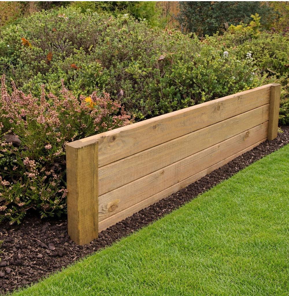 Premium Wooden Garden Edging - Timber Lawn & Flower Bed Border