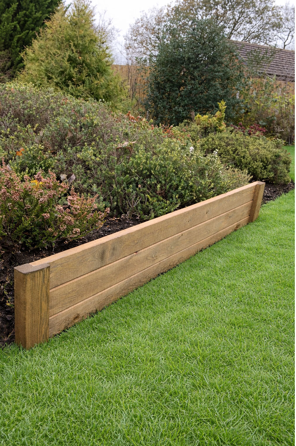 Premium Wooden Garden Edging - Timber Lawn & Flower Bed Border