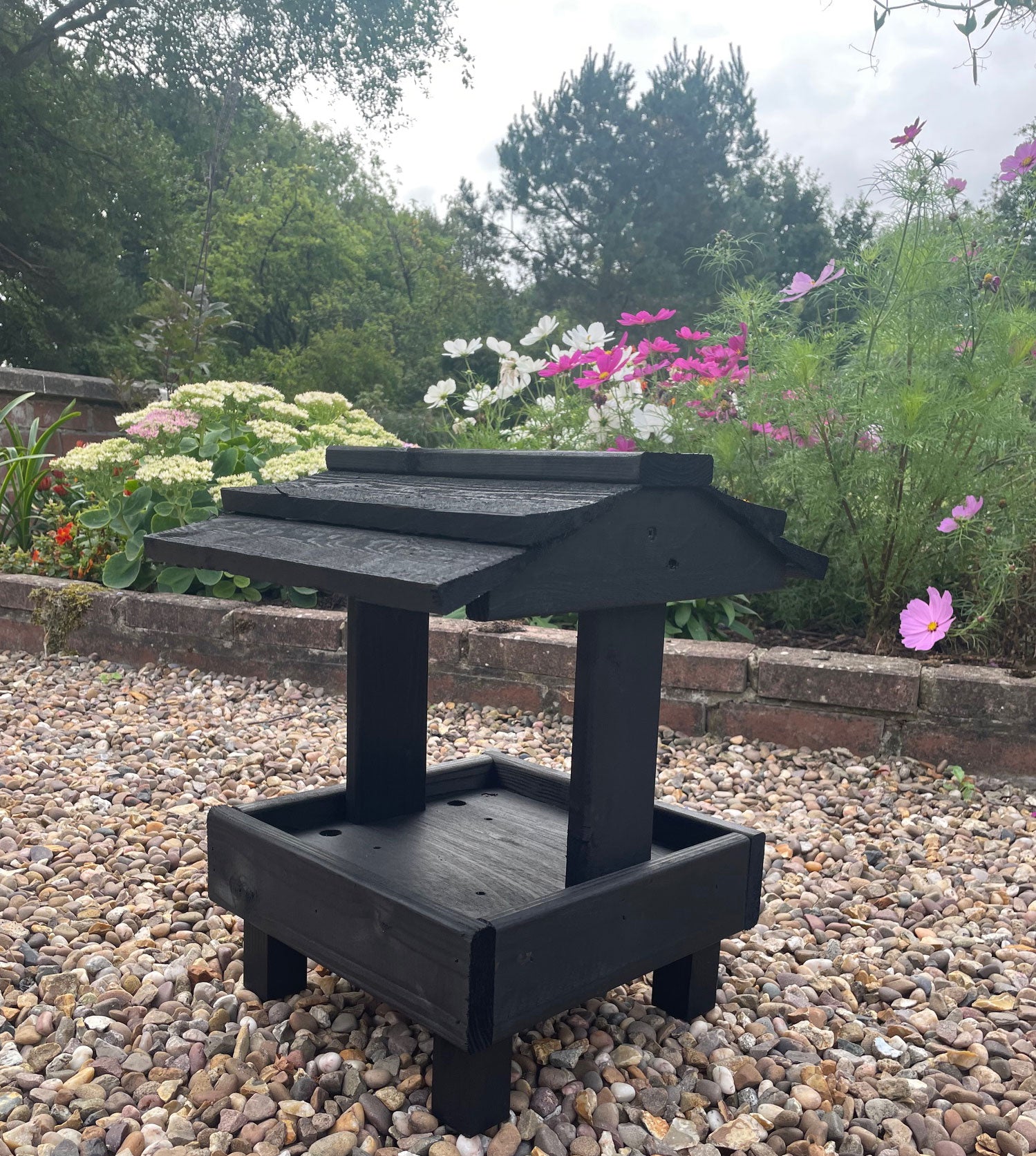 Durable Wooden Ground Bird Feeder Tray Table – Outdoor Bird Feeder