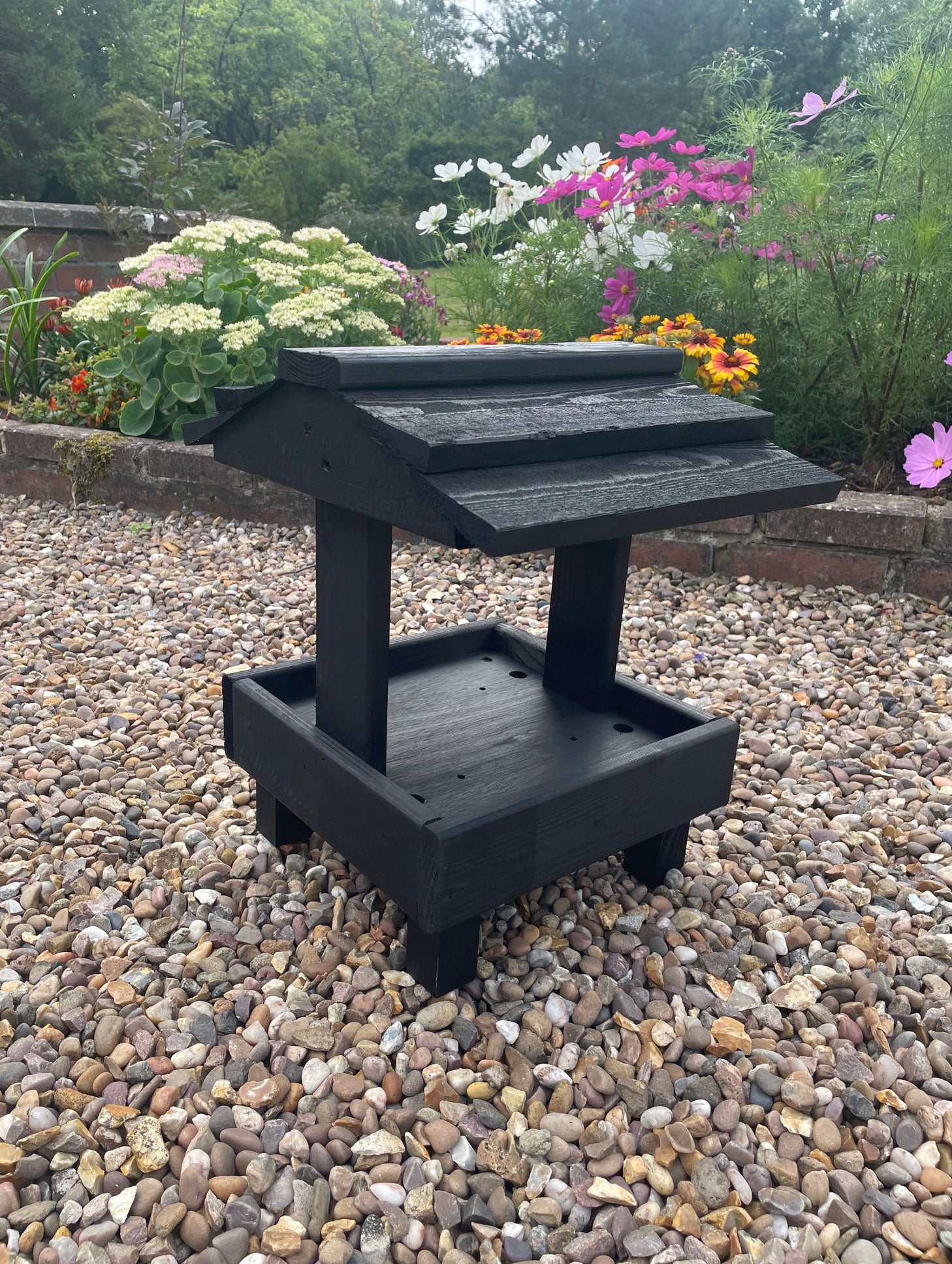 Durable Wooden Ground Bird Feeder Tray Table – Outdoor Bird Feeder