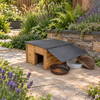 Heavy-Duty Wooden Hedgehog Feeding Station & Shelter with Food and Water Dishes - 35mm Timber Walls
