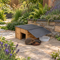 Heavy-Duty Wooden Hedgehog Feeding Station & Shelter with Food and Water Dishes - 35mm Timber Walls