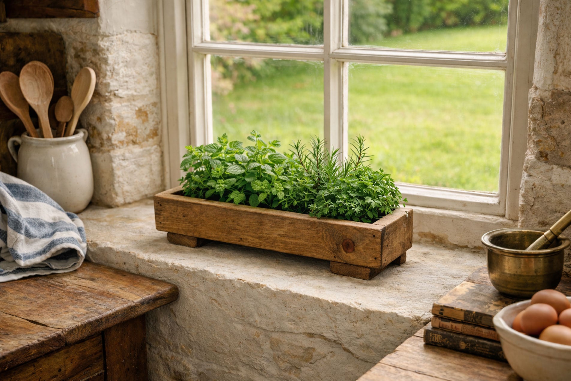 Wooden Windowsill Herb Planter Boxes – Comes in Black or Brown