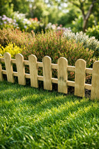 Low Garden Border Edge Panels - Timber Wooden Picket Edging with Integral Spike for Lawns and Flower Beds