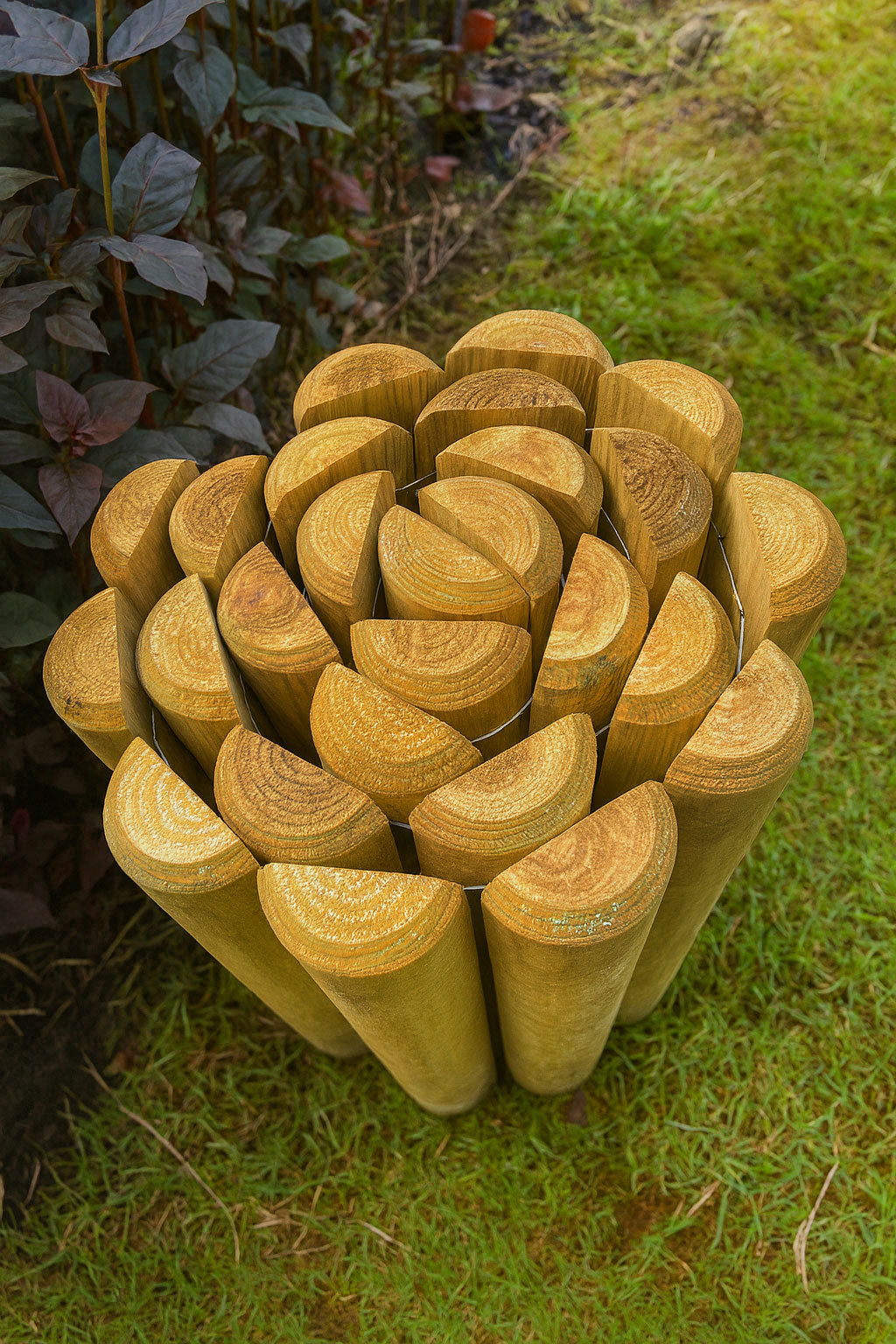 Heavy-Duty 70mm Half-Round Timber Log Roll – Flexible Garden Border & Lawn Edging