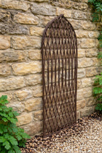 Natural Willow Garden Trellis with Arched Design and Diamond Lattice - Wooden Climbing Plant Support for Walls and Fences