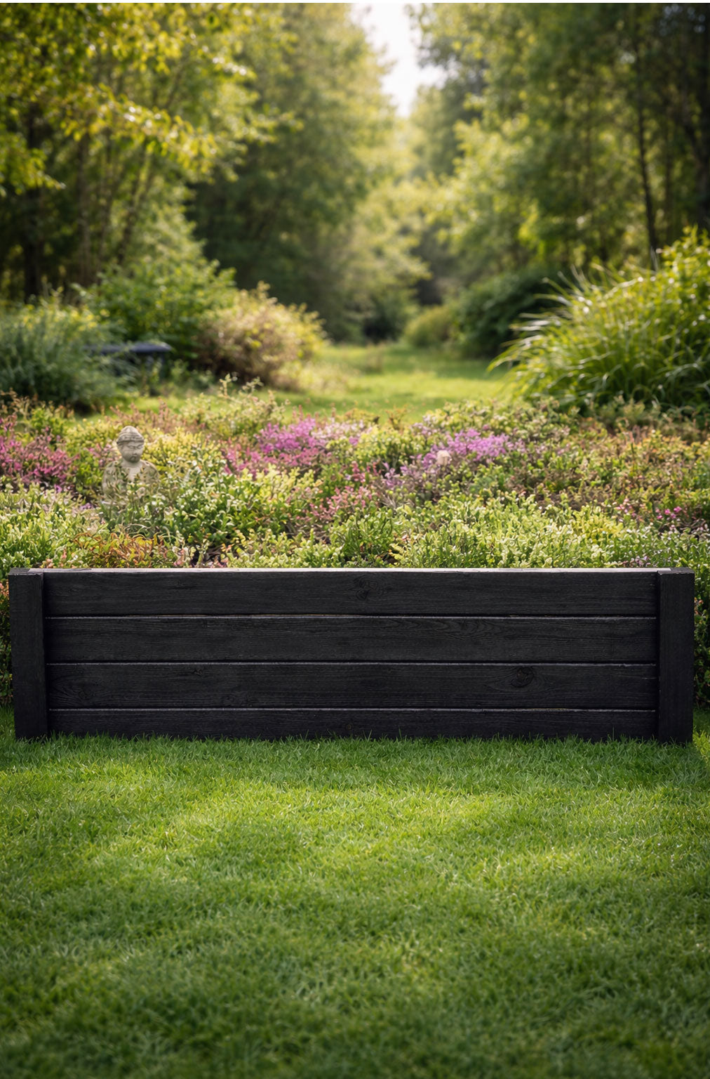 Black Timber Garden Edging Panels Heavy Duty - Wooden Lawn & Border Edge 2 Heights and 5 Lengths