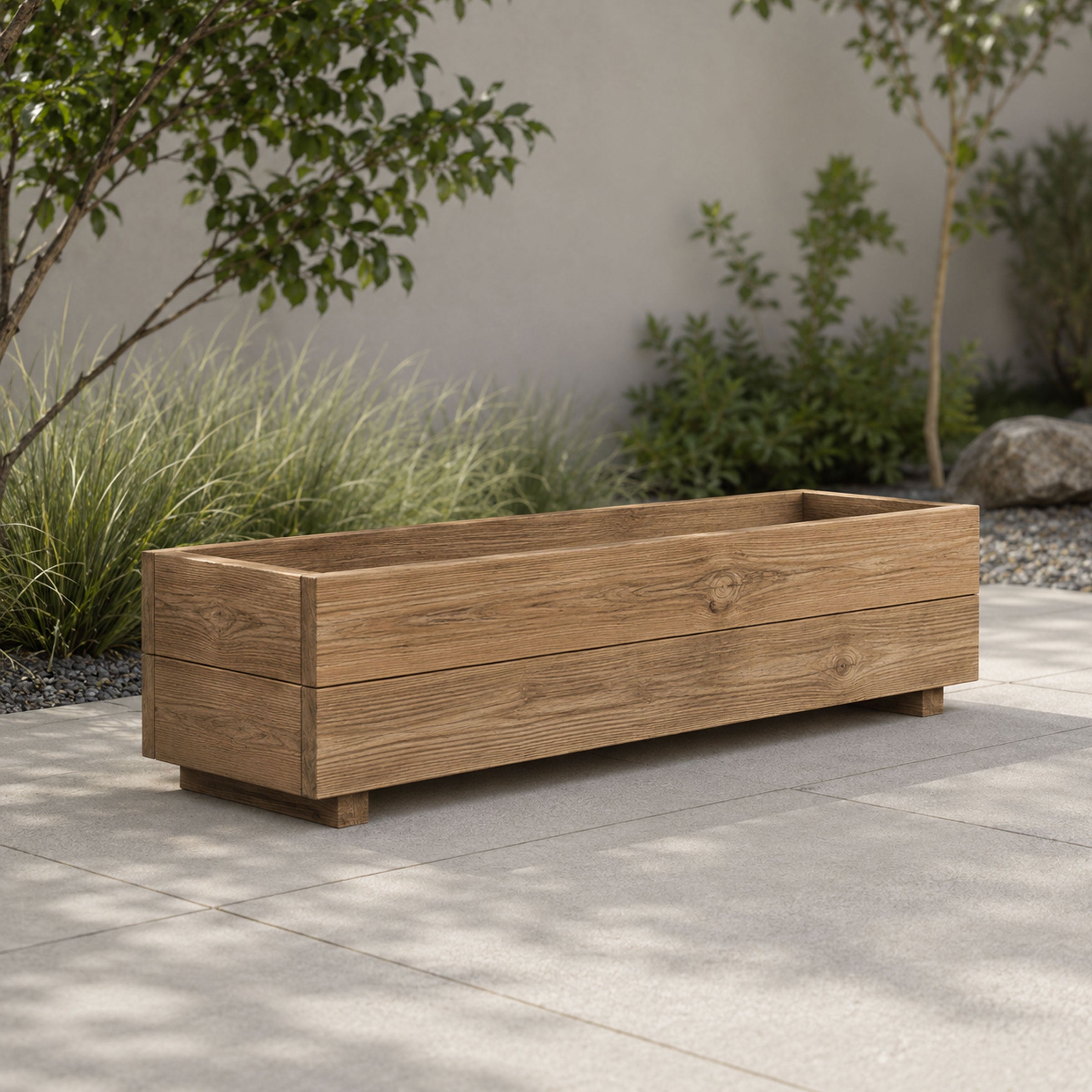 Wooden Garden Planter 90cm Raised Flower Herb Trough Patio Decking Pot