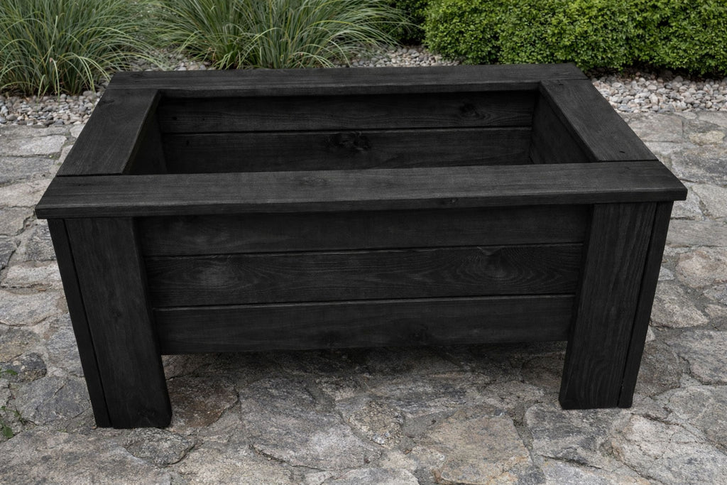 Premium Heavy Duty Wooden Planter Box - Black Raised Garden for Outdoor Plant Container Fully Assembled