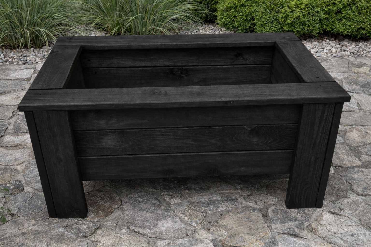 Premium Heavy Duty Wooden Planter Box - Black Raised Garden for Outdoor Plant Container Fully Assembled