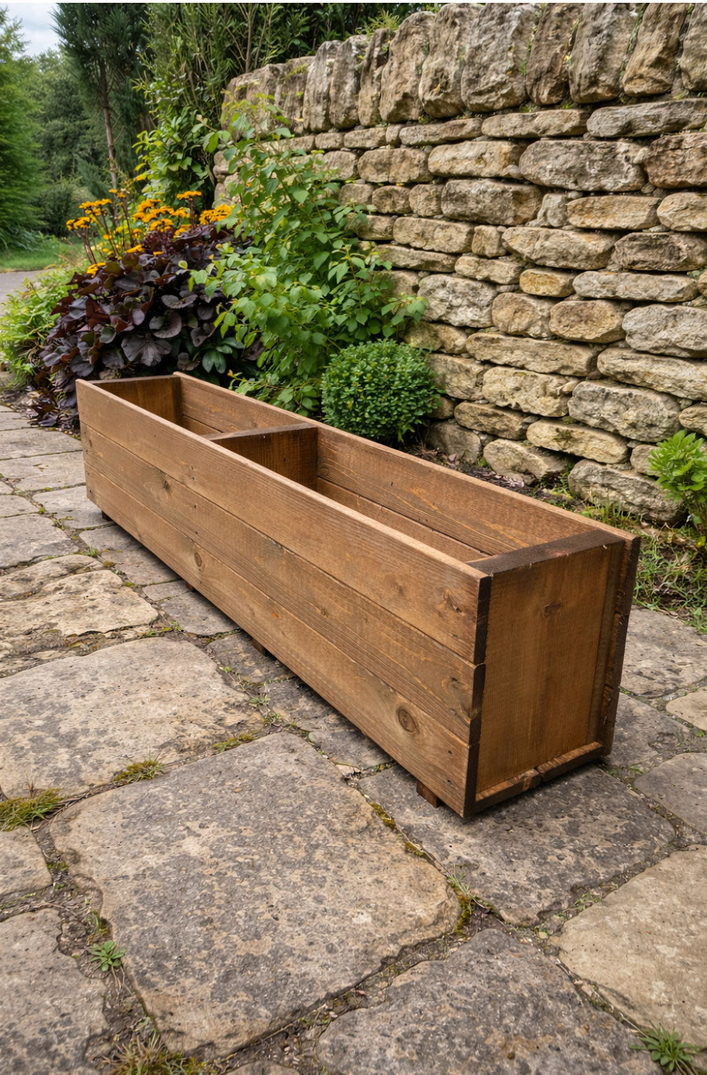 Large Wooden Garden Deep Planters Outdoor Planter Boxes - Tan Brown or Modern Black