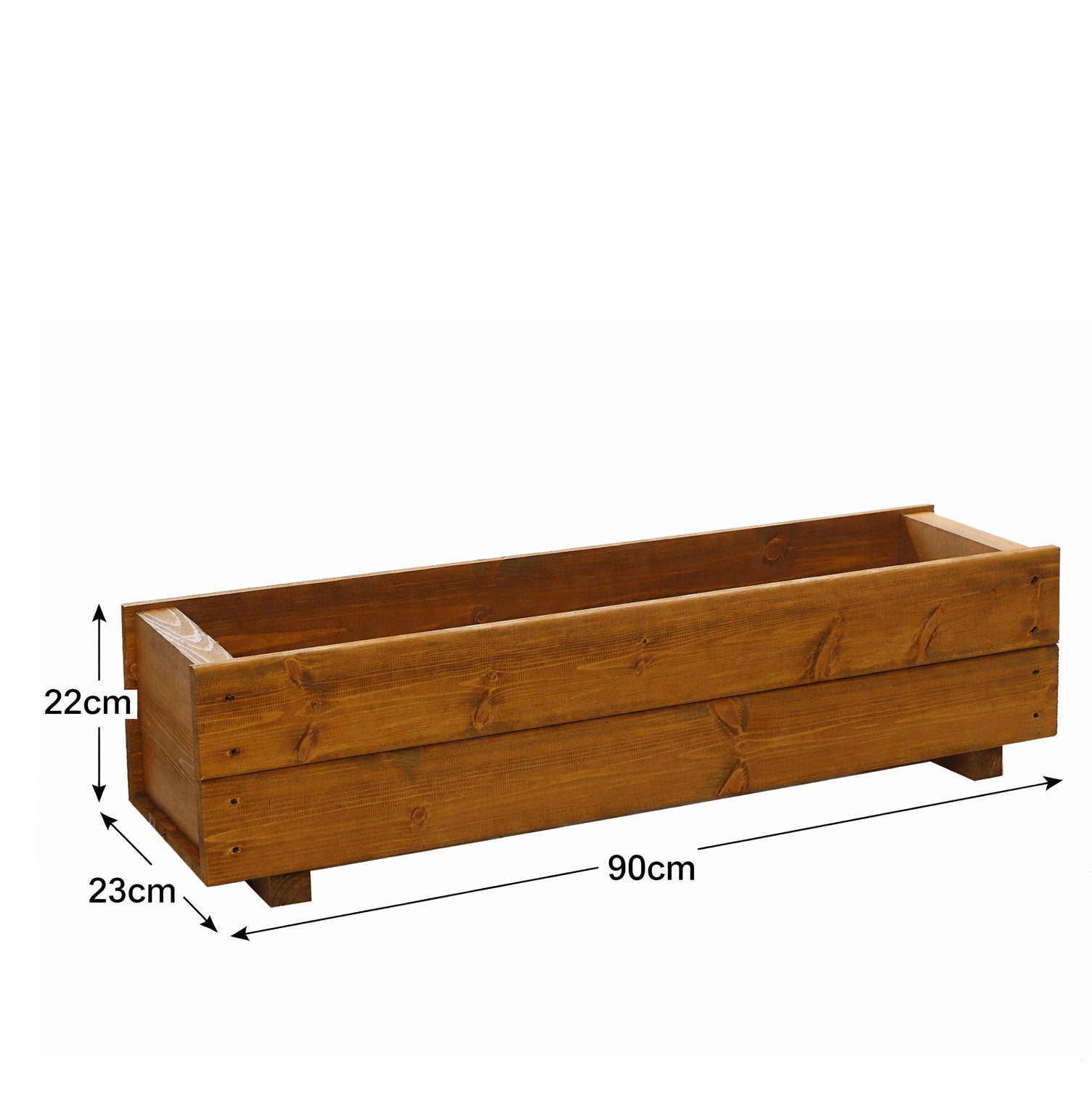 Handmade Wooden Garden Planter Boxes - Pair of 90cmn Outdoor Troughs