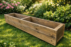 Wooden Garden Planter Box Planter Patio Balcony Trough for Herbs & Flowers - Set of Two