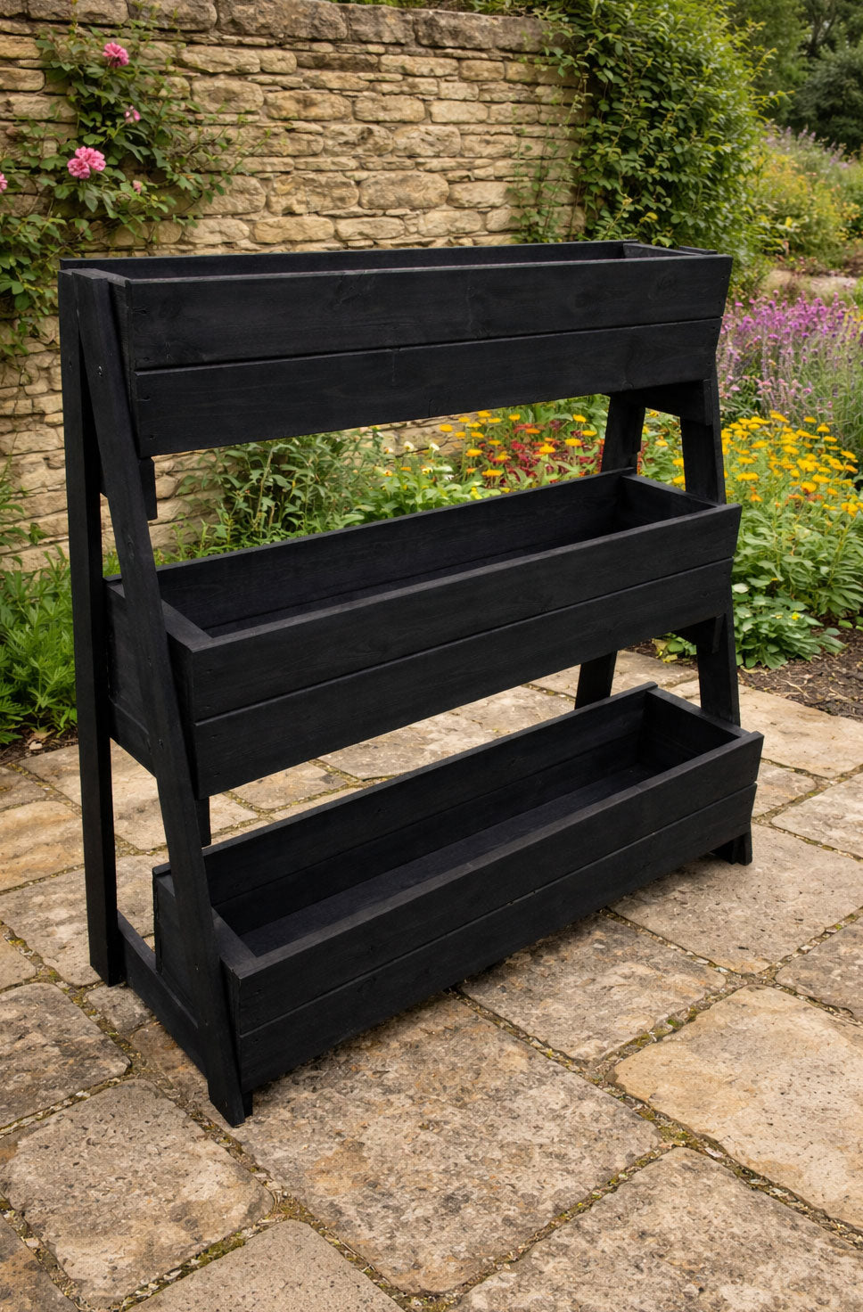 Handcrafted Tiered Wooden Garden Planter - Ideal for Strawberries, Herbs & Flowers