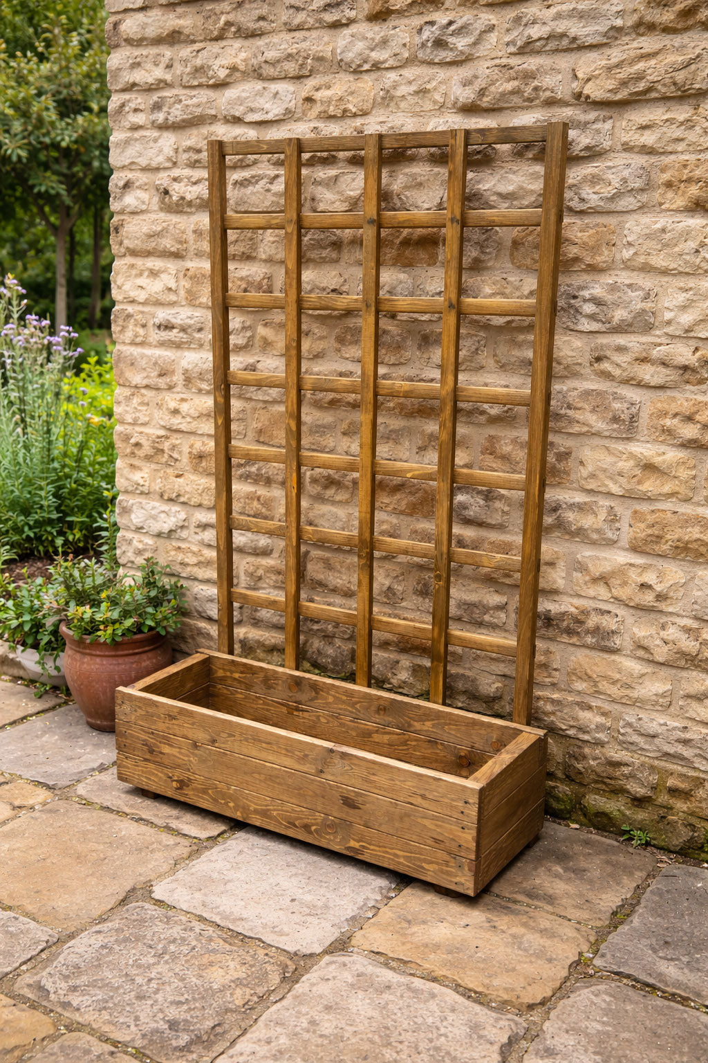 Wooden Planter Trellises – Fully Assembled Garden Planter with Support Frames Brown or Black