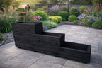 Outdoor Black Wooden Raised Herb Planter 3 Tier Garden Planter Box for Patio Balcony Flowers Herbs