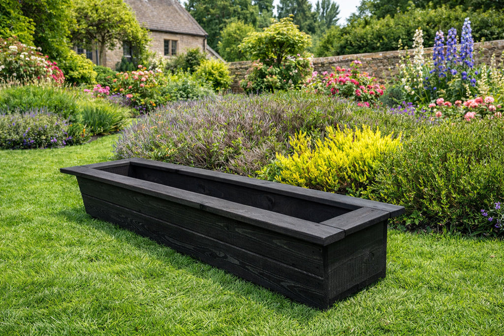 Wooden Outdoor Planter Box 126cm - Fully Assembled Garden Trough Rectangular Planter
