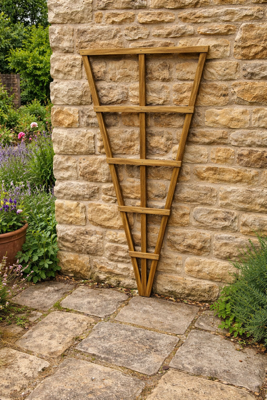 Outdoor Wooden Fan Trellis Garden Climbing Plants Frame Brown 2 Sizes