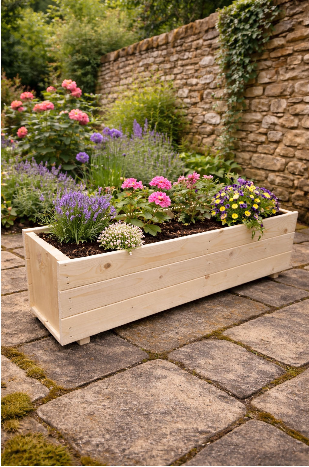 Rectangular Wooden Trough Planters Supplied in 4 Sizes Heavy Duty Garden Containers